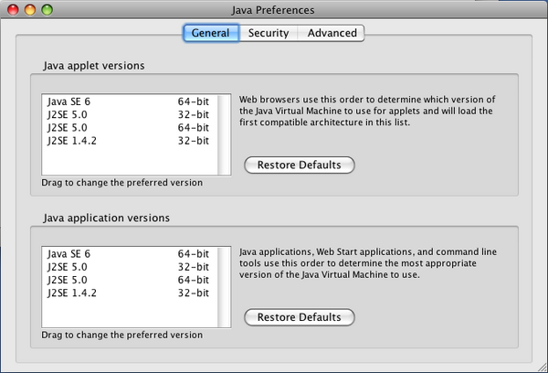 java for mac os x applications